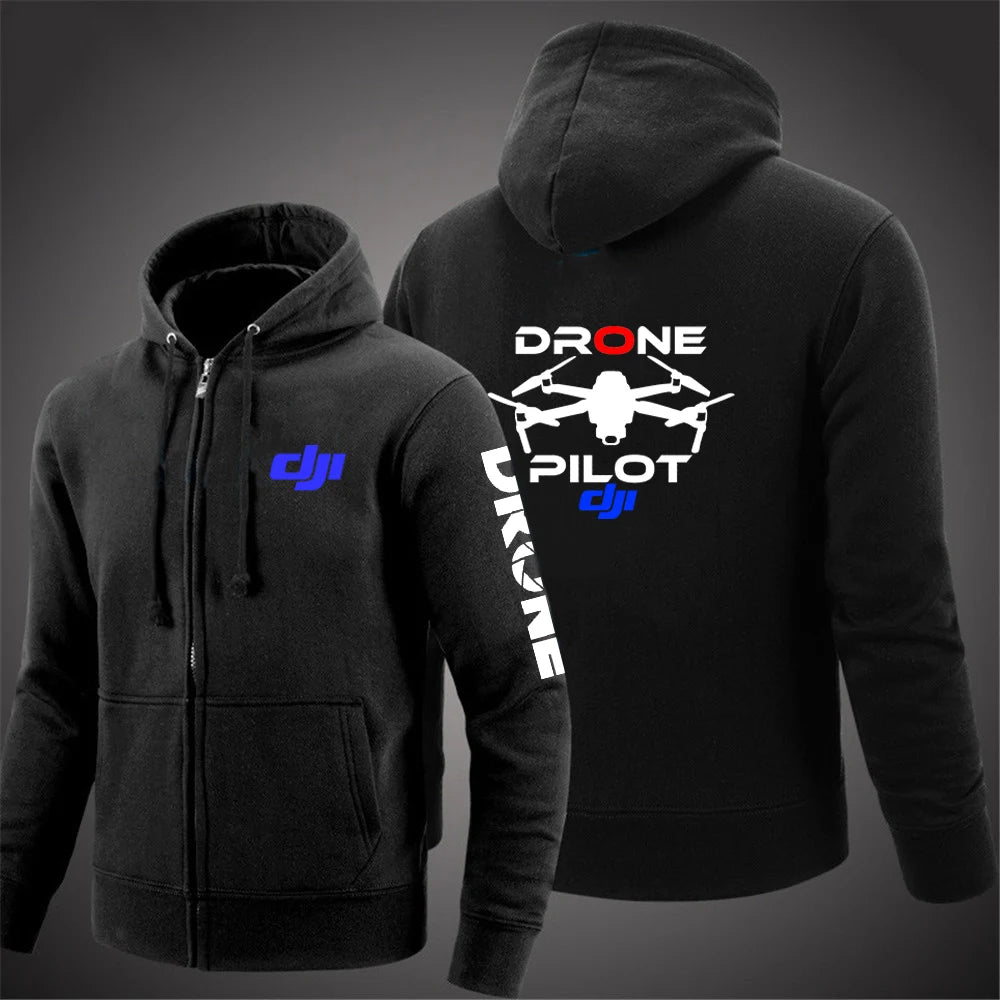 2025 Handsome Long Sleeve Coat Spring And Autumn Man's Versatile Hoodies Dji Drone Pilot Logo Print Comfortable Hooded Jacket