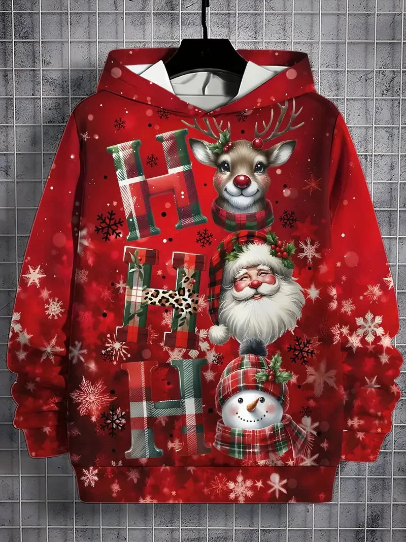 Men'S Santa Claus Motorcycle Hoodie Full Print Christmas Pullover Sweatshirt With Santa Riding Motorcycle Men's Sweatshirt