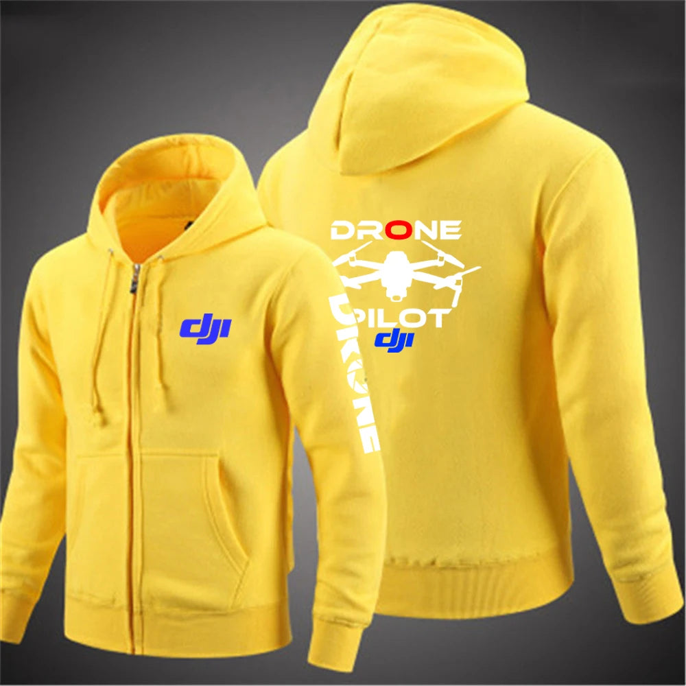 2025 Handsome Long Sleeve Coat Spring And Autumn Man's Versatile Hoodies Dji Drone Pilot Logo Print Comfortable Hooded Jacket