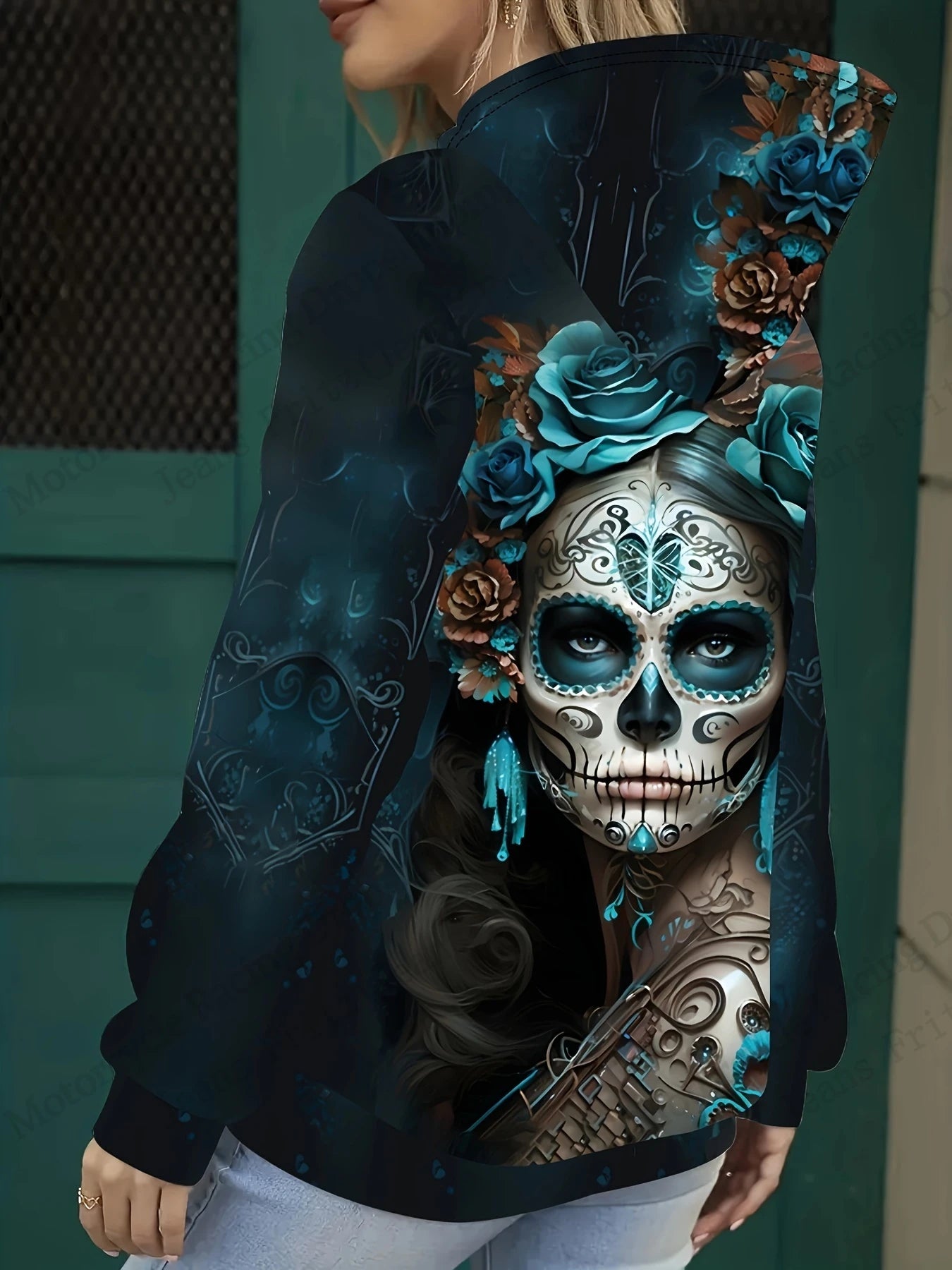 New Halloween Floral 3d Print Hoodie Women Fashion Sexy Girls Hoodies Sweatshirt Women Sweats Skull Coat Harajuku Clothes Female