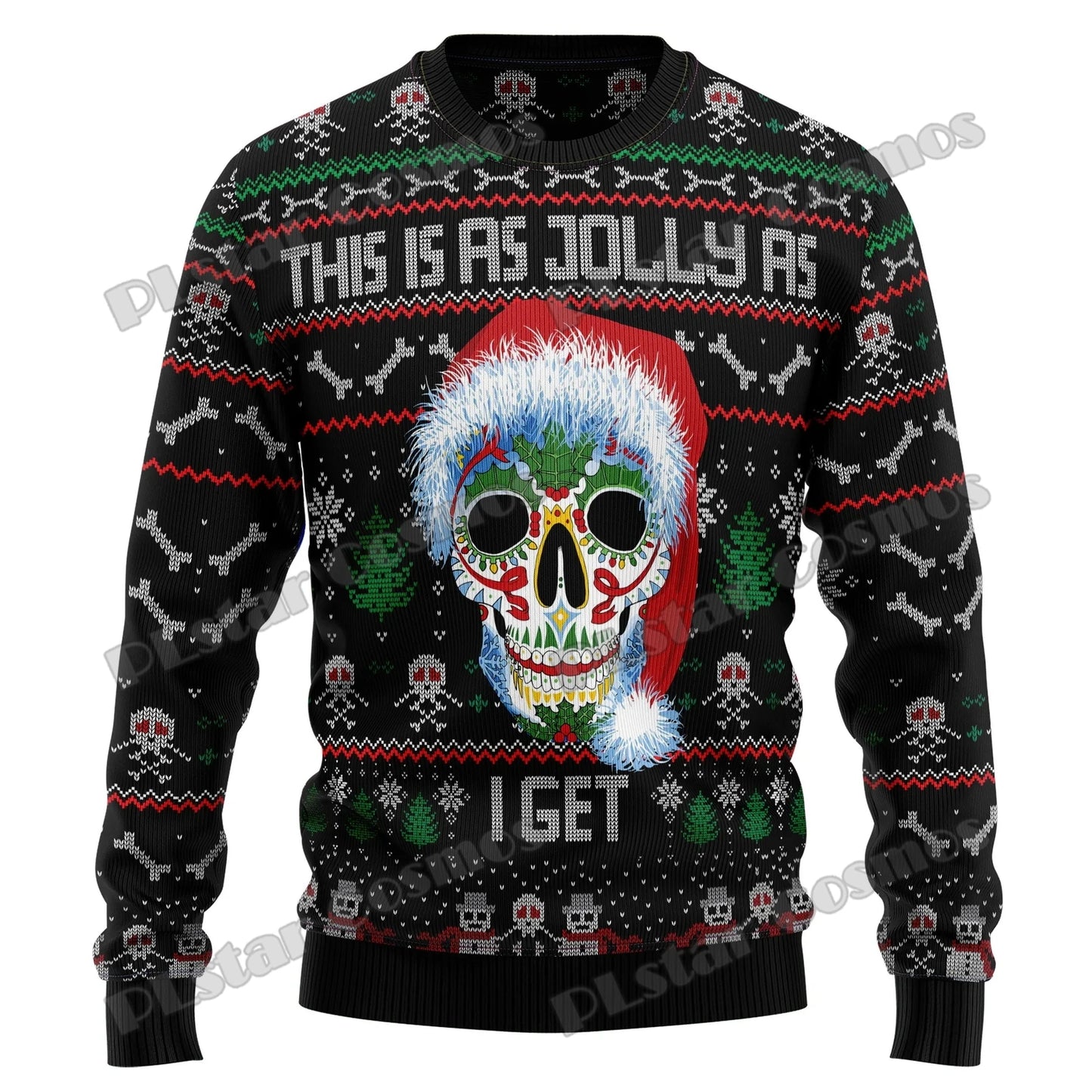 Autumn Winter Unisex Casual Knit Pullover Sweater Skull Yinyang Christmas 3D Printed Men's Ugly Christmas Sweater KMY17