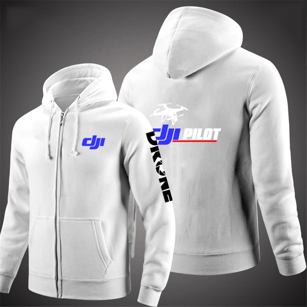 2025 Handsome Long Sleeve Coat Spring And Autumn Man's Versatile Hoodies Dji Drone Pilot Logo Print Comfortable Hooded Jacket