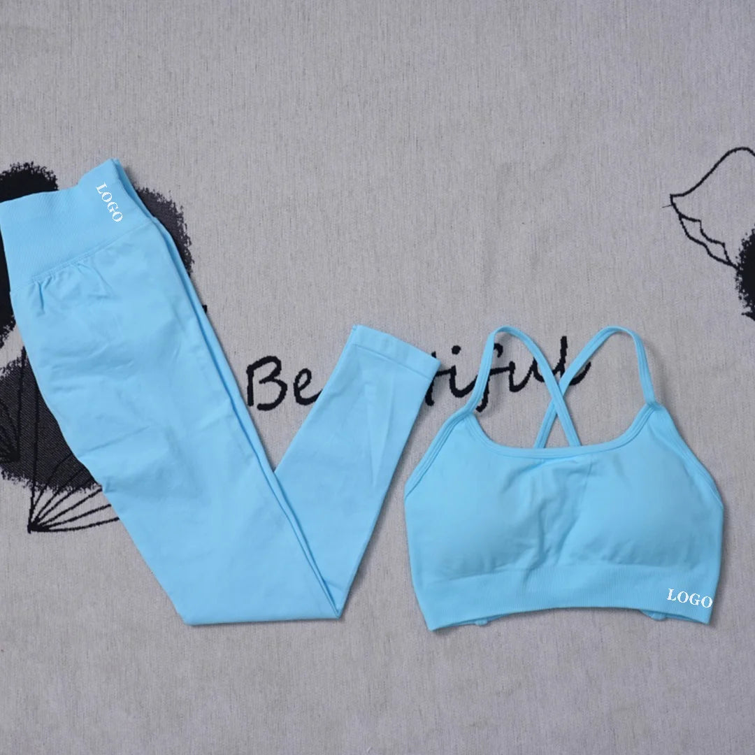 Yoga set Impact Strap Bra Sports Link Gym Running Strap Underwear Ipmact Strap Sports Seamless Bra Link Sports Yoga Sports Set-B