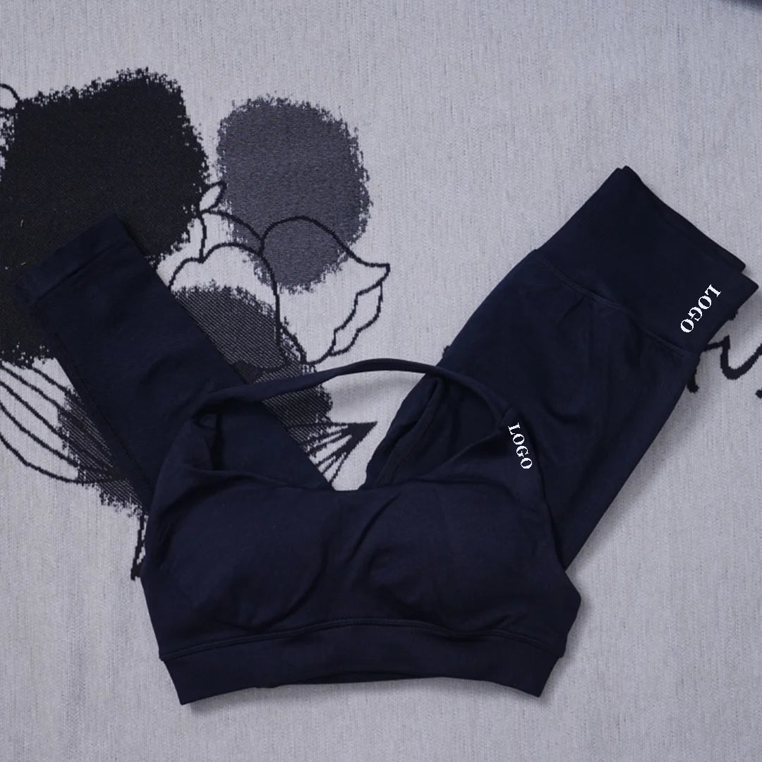 Yoga set Impact Strap Bra Sports Link Gym Running Strap Underwear Ipmact Strap Sports Seamless Bra Link Sports Yoga Sports Set-B