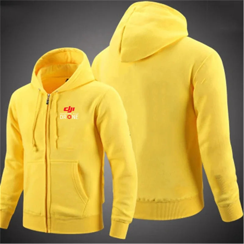2024 New Dji Professional Pilot Drone Autumn Hooded Sweatshirts Men's Hoodie Cardigan Solid Color Classic Jacket Clothing Tops