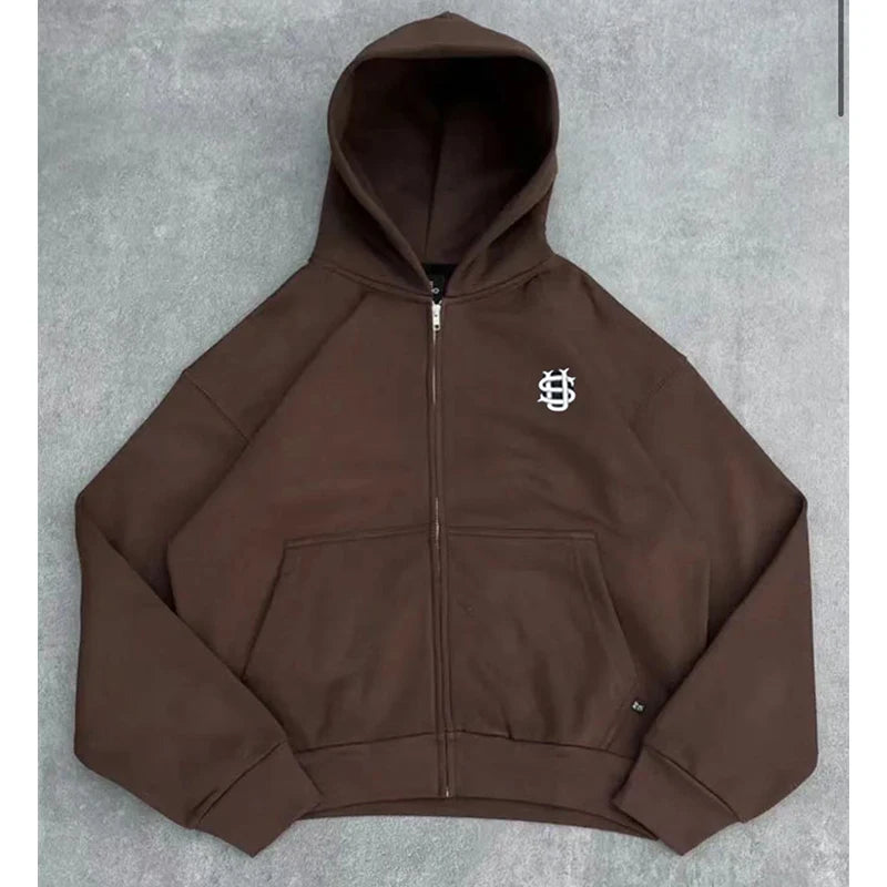 2025 New Men Clothing Tracksuit Hoodie Solid Color Warm Sweater Loose Oversized Sports Suit Pullover Pink Street Fashion