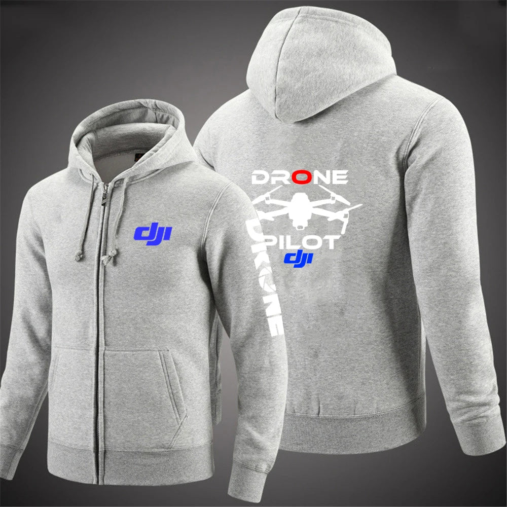 2025 Handsome Long Sleeve Coat Spring And Autumn Man's Versatile Hoodies Dji Drone Pilot Logo Print Comfortable Hooded Jacket