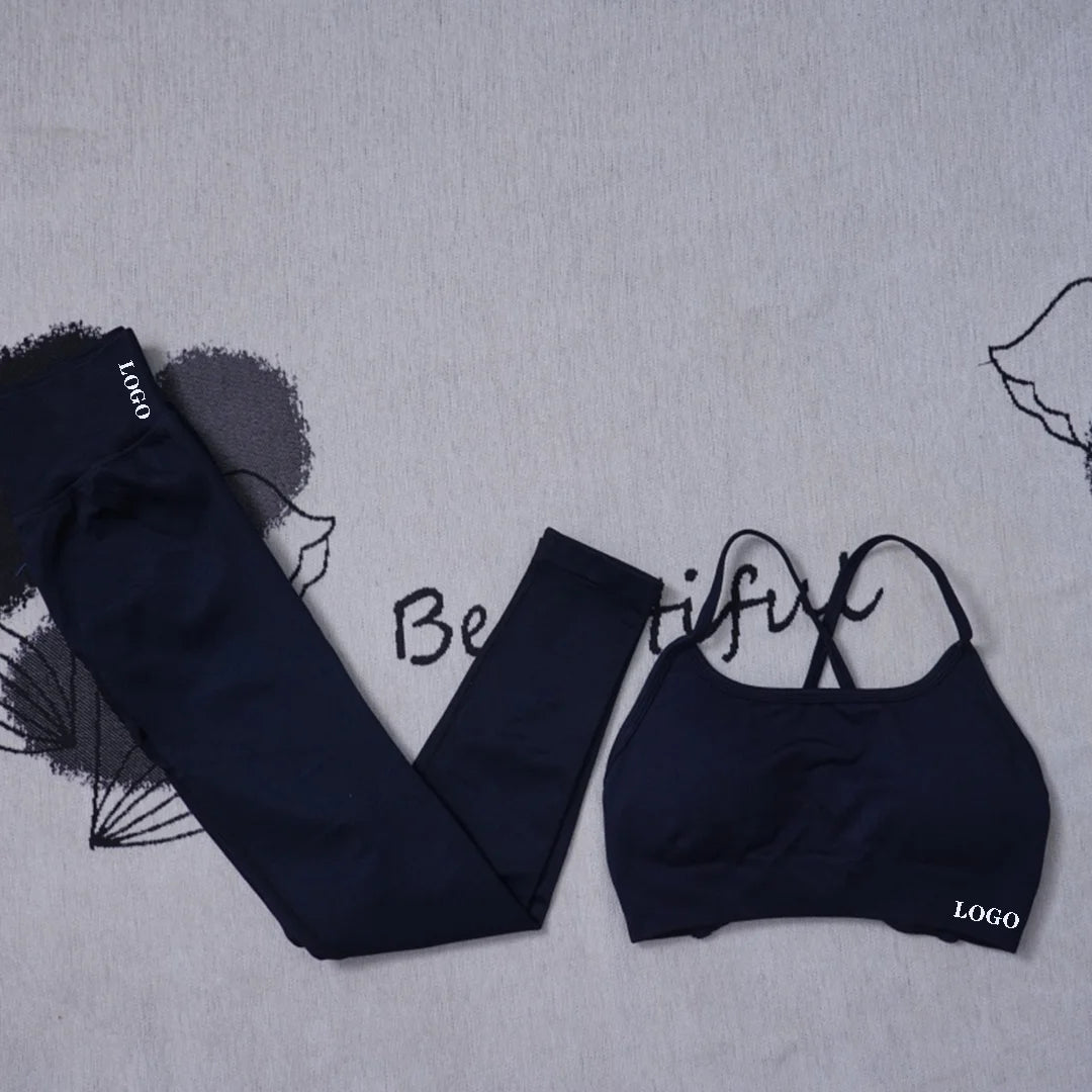 Yoga set Impact Strap Bra Sports Link Gym Running Strap Underwear Ipmact Strap Sports Seamless Bra Link Sports Yoga Sports Set-B