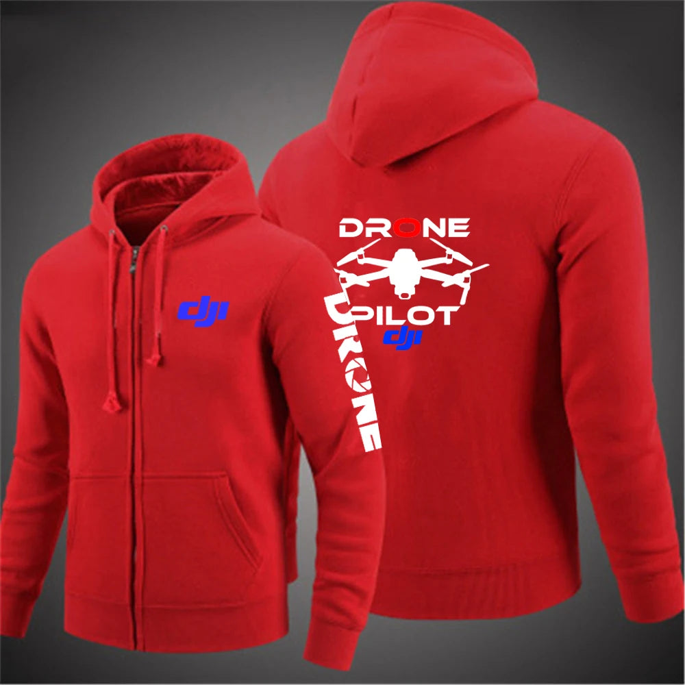 2025 Handsome Long Sleeve Coat Spring And Autumn Man's Versatile Hoodies Dji Drone Pilot Logo Print Comfortable Hooded Jacket