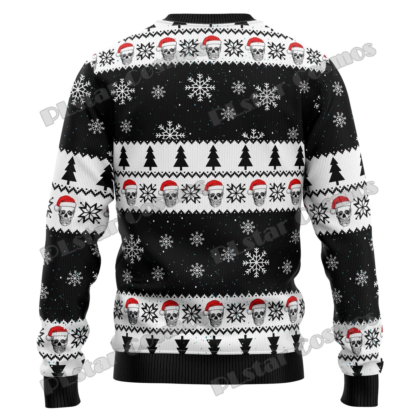 Autumn Winter Unisex Casual Knit Pullover Sweater Skull Pine Tree Christmas 3D Printed Men's Ugly Christmas Sweater KMY15