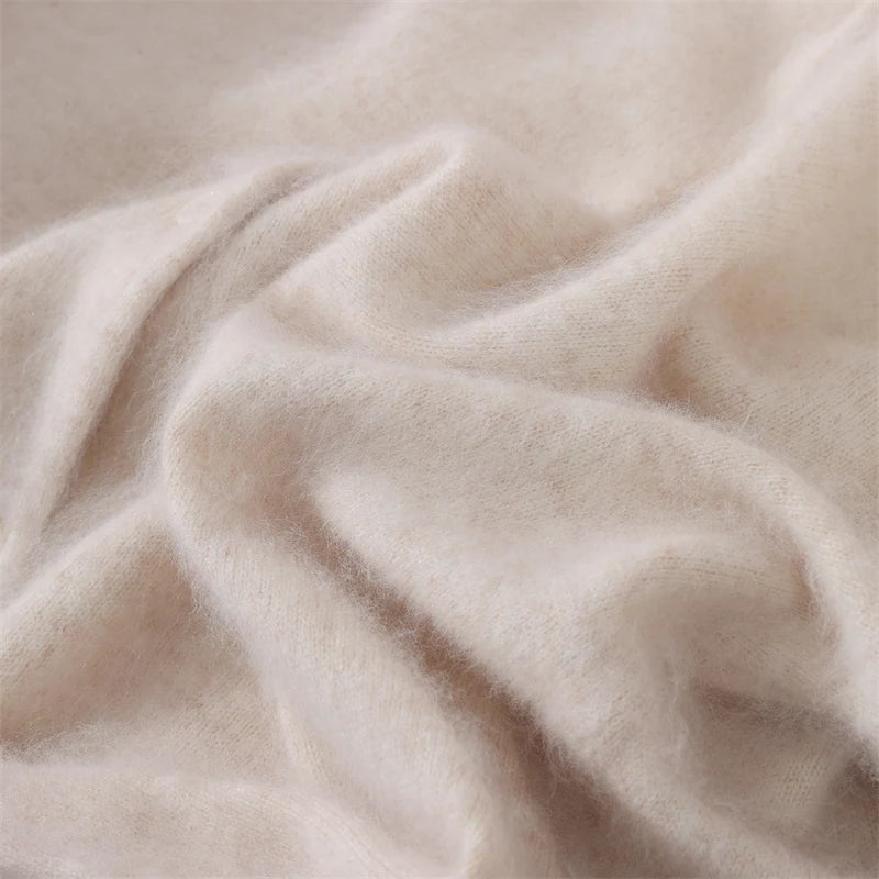 Polo Collar Commute Cardigan Casual Loose Women's Autumn Winter 100% Mink Cashmere Sweater Soft Warm Exquisite Clothing Tops