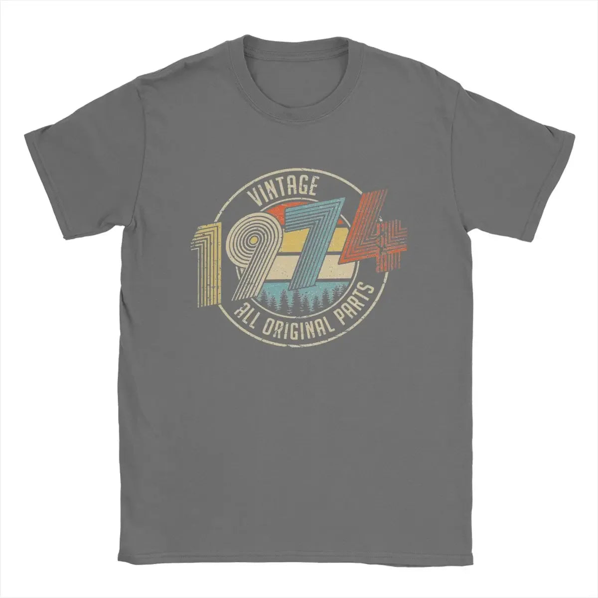 Vintage 1974 All Original Parts T Shirt Men's Cotton Vintage T-Shirts Crewneck 50 Years Old Tees Short Sleeve Clothing Unique